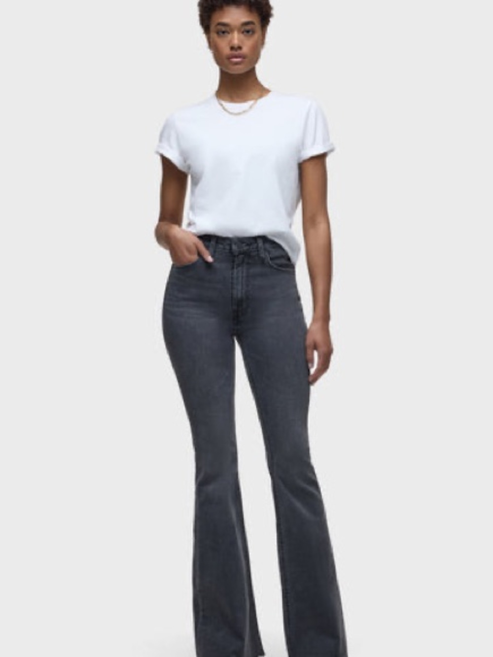 Hudson Holly Women’s High-Rise Flare Jeans in Medium Blue with raw hem - 28